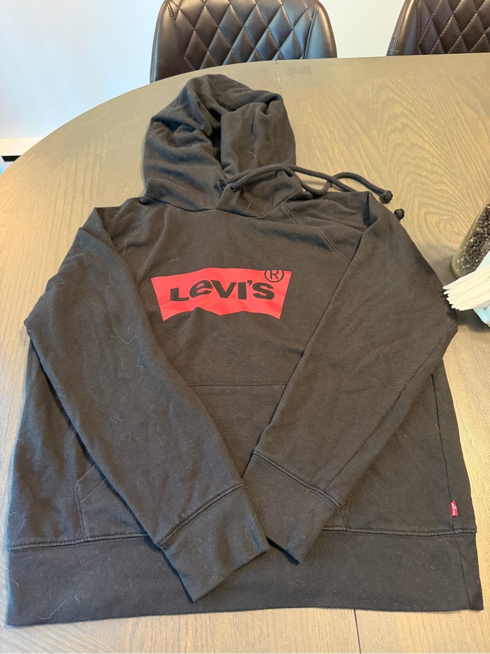Levi's Black Hoodie with Red Logo Pullover